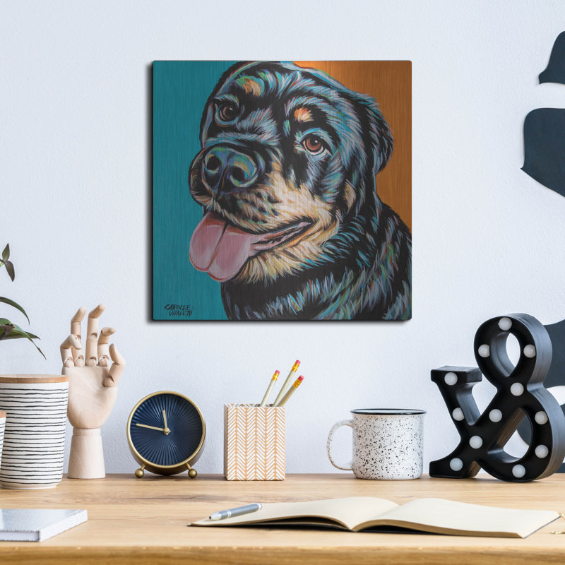 "Rottweiler" par Carolee Vitaletti, H 12 po x l 12 po