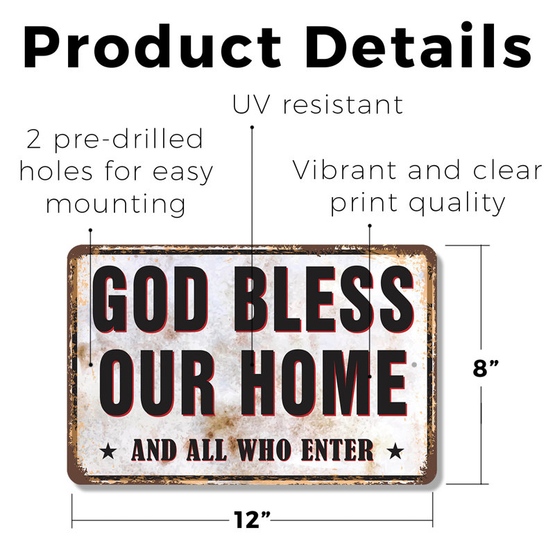 «God Bless Our Home Street» - enseigne en plastique 8 po x 12 po