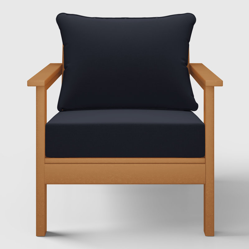 Deep Seating Chair With Cushions (Set Of 2), Navy Blue, Teak
