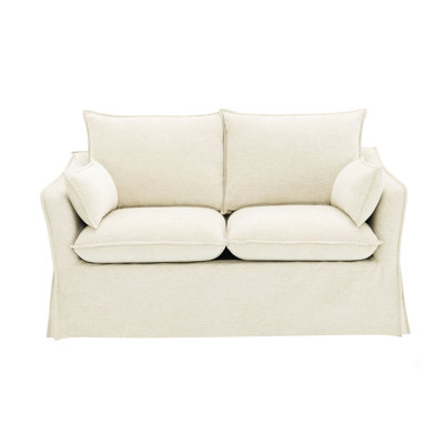 Beige Linen Loveseat W/2 Pillows