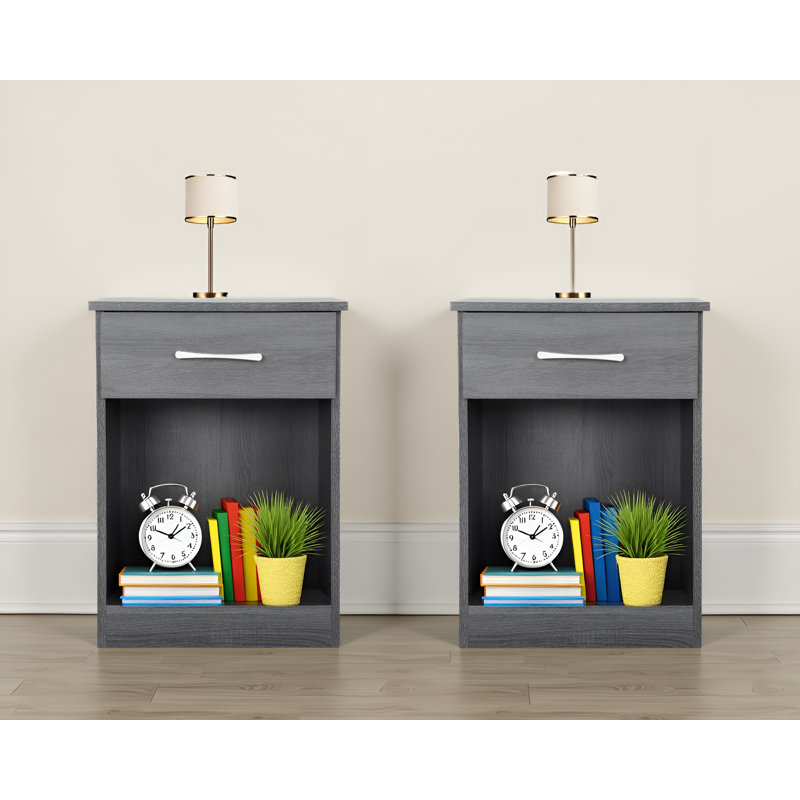 Ensemble de 2 tables de chevet Kenitra, Gris