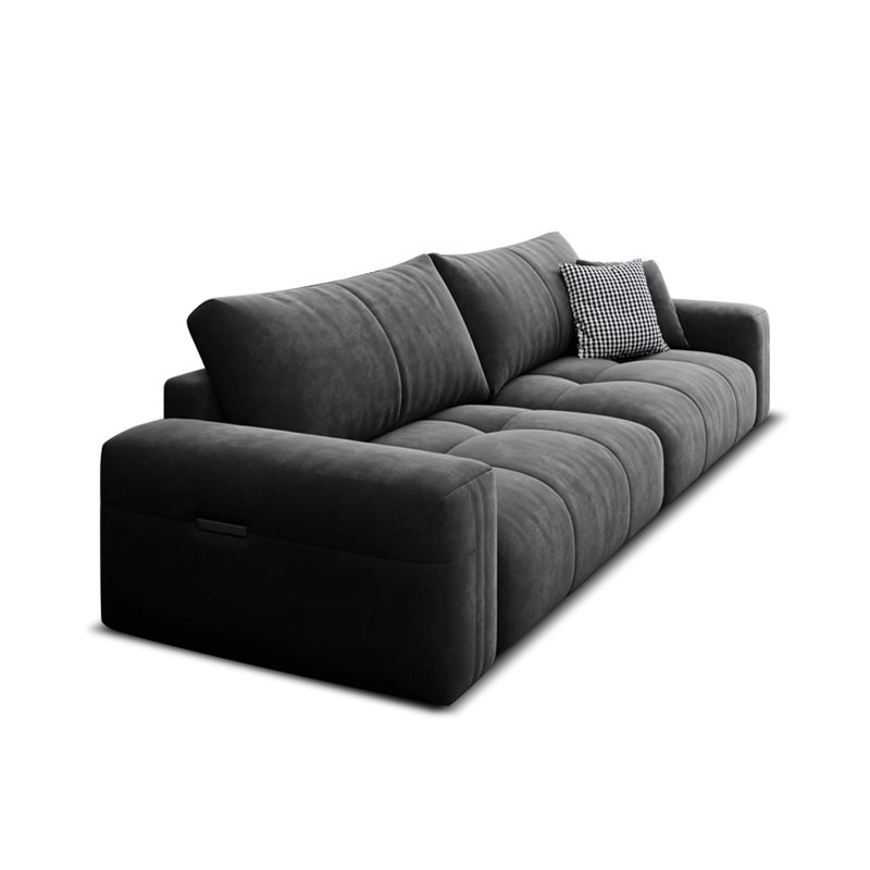 Coussin modulaire noir 100% polyester, H 29,53 po x l 98,43 po x P 43,31 po, 3