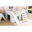 Lit mezzanine double pleine grandeur blanc avec glissière et trois tiroirs de rangement - Design moderne, matériaux, aucun sommier nécessaire, facile à installer
