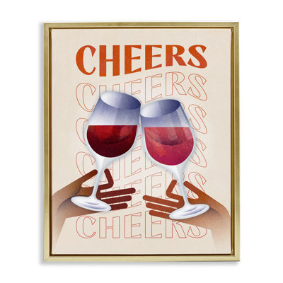 «Cheers Wine Wine Glasses», art mural encadré par Victoria Barnes