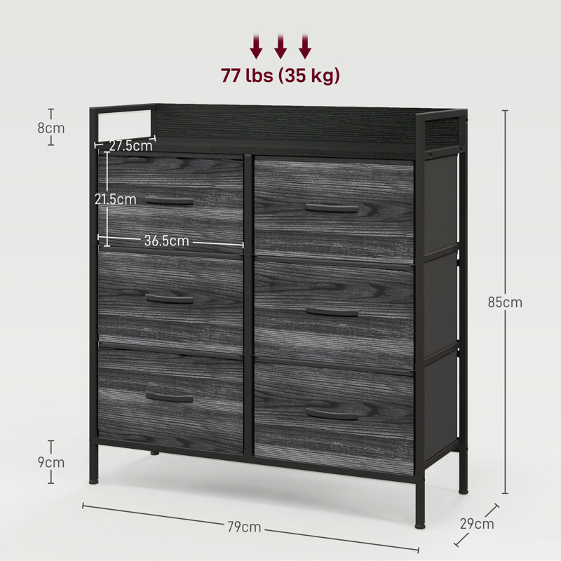 79 cm W Chest of 6 Drawers