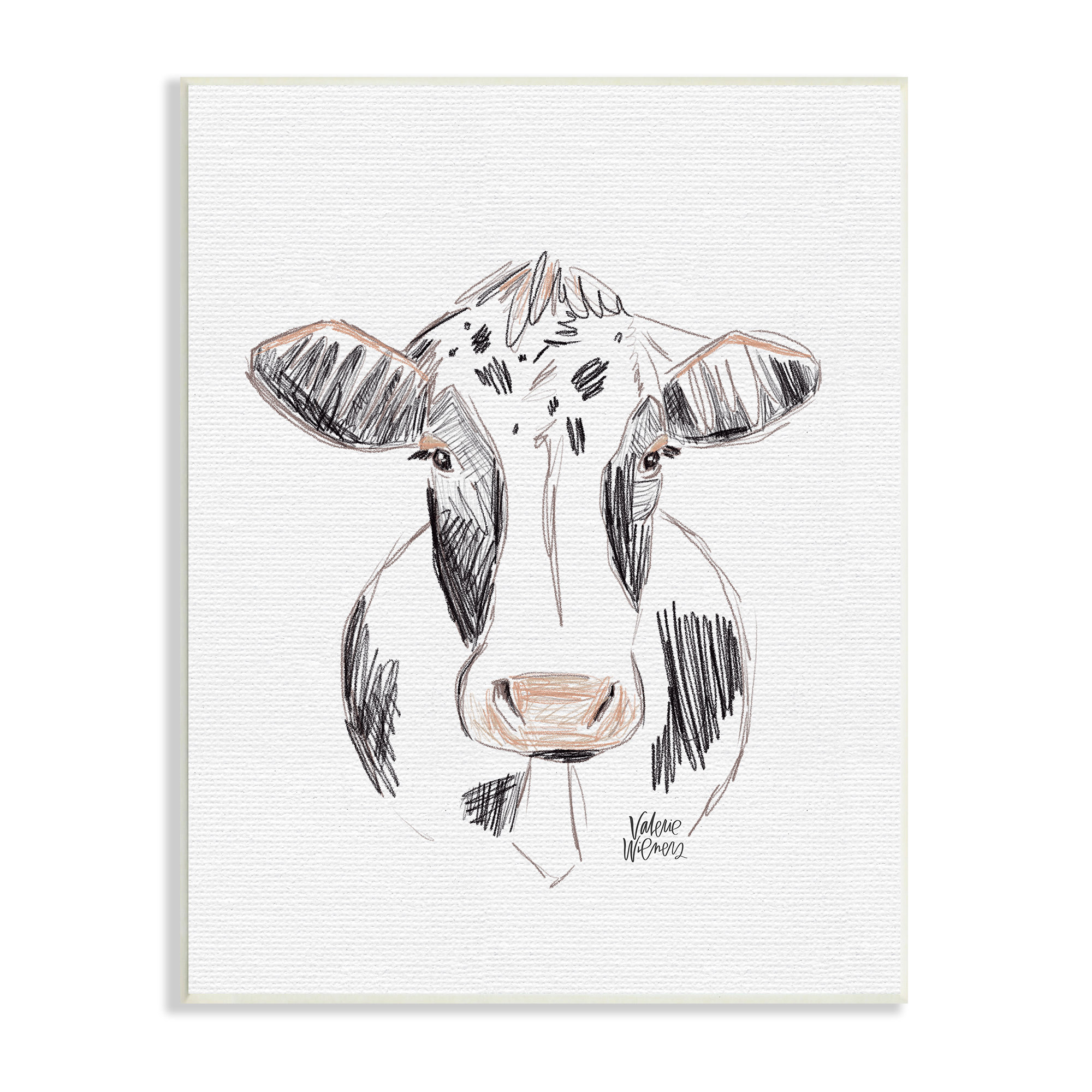 Stupell Industries Dairy Print Wayfair Farm | Canvas Cow Valerie by On Animal Wieners Sketch