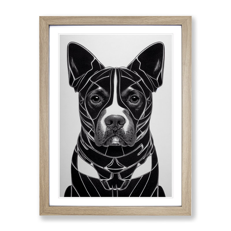 Contoured Dog - Single Picture Frame Print, 46cm H x 34cm W x 2cm D, Oak