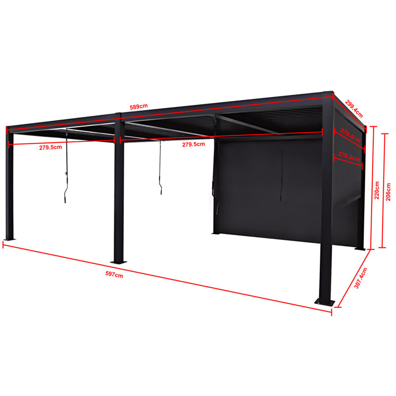 3m X 6m X 2.2m Single Blinds With Light Strip With 4 Match 3*3 Privacy Screens