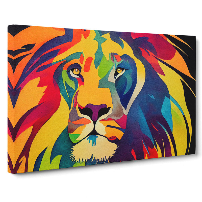 Lion Watercolour Vol.3 Abstract - Wrapped Canvas Print, 35cm H x 50cm W x 3cm D