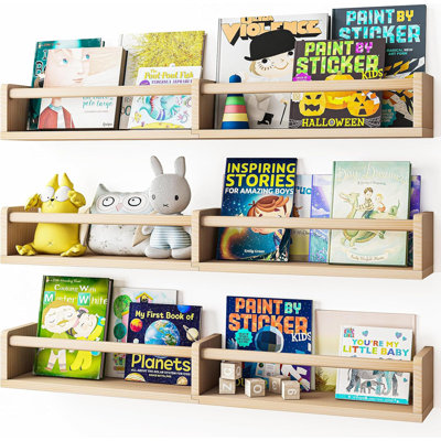 Étagères flottantes pour chambre de bébé - Ensemble de 3 tablettes murales en bois pour les livres de bébé, les jouets et le rangement décoratif - Conception peu encombrante avec installation facile