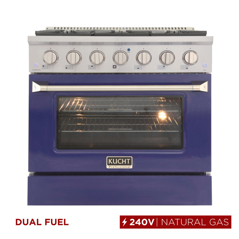 Kucht 36'' W Free Standing Range, Black/Gold, Natural Gas