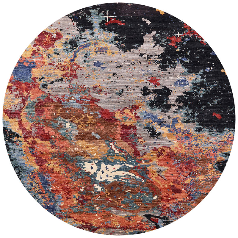 California Abstract Indoor Rug, Round 4'