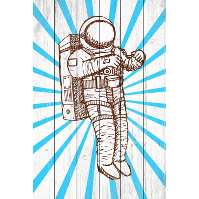 "Space Suit" Print on White Wood