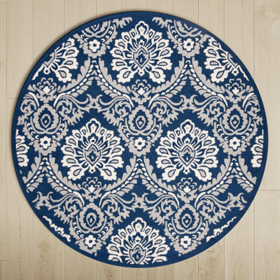 Tansy Navy Ivory Hand-Tufted Wool Rug