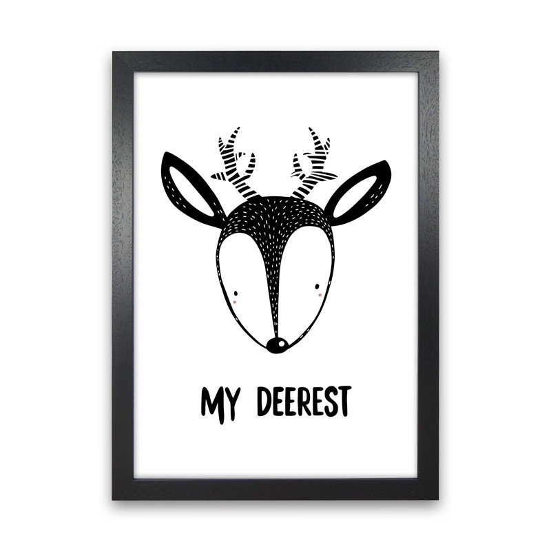 Deer by Miniofmine - Print, 46cm H x 34cm W x 3cm D, Brown Framed