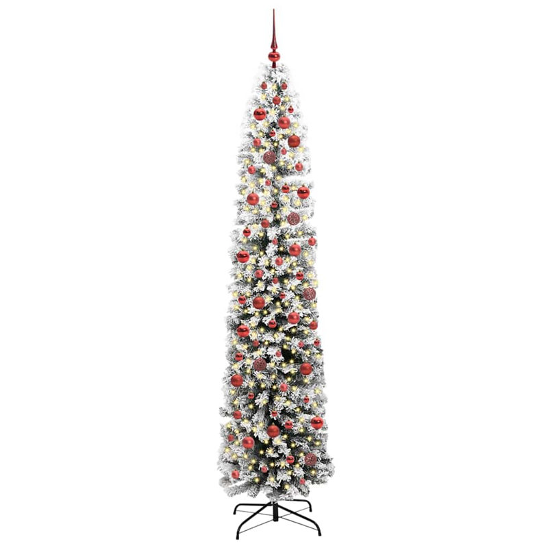 Artificial Christmas Tree with 300 LEDs with Stand, Red, 7.87' H