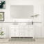 Meuble-lavabo double 60 po en bois massif avec plateau-130018778