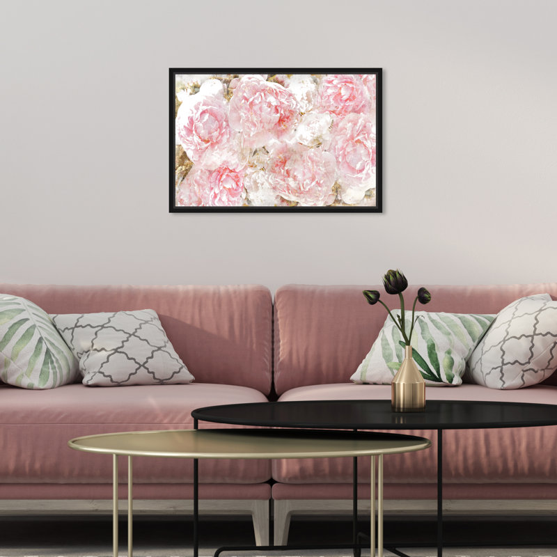 « roses », impression sur toile oliver gal, Cadre noir, H 15 po x l 10 po