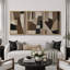 Œuvre d'art abstrait géométrique beige chaleureux, cubiste moderne de style Mid-Century pour photos de bureau, impression sur toile encadrée, 3 pièces-131099696-131099697