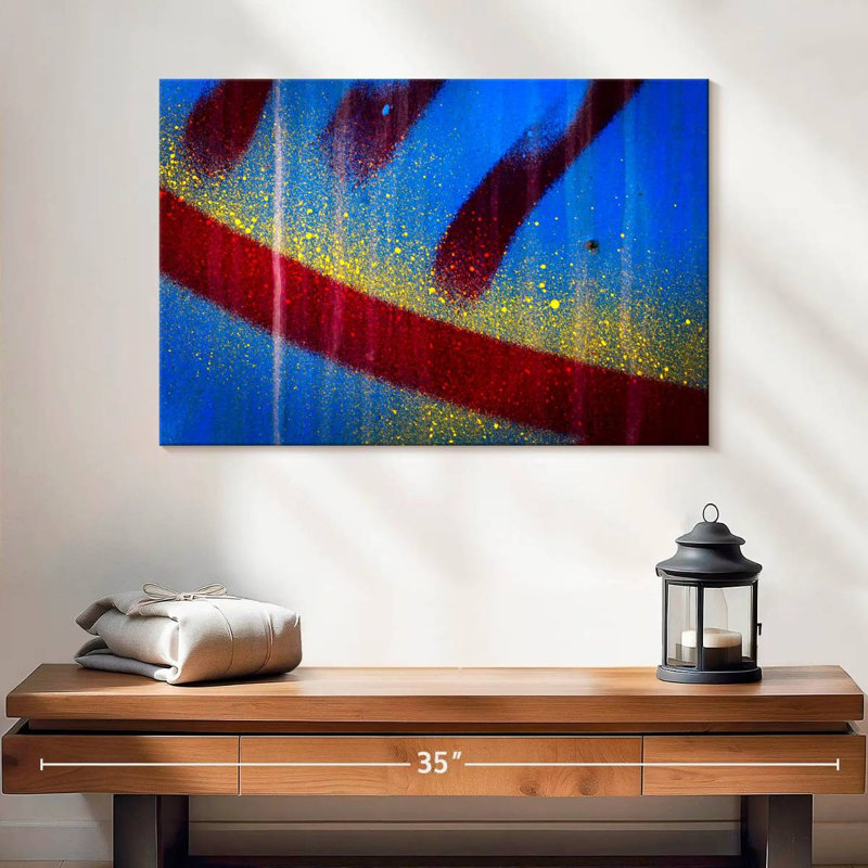 Avery éclaboussé bleu abstrait I, H 16 po x l 24 po