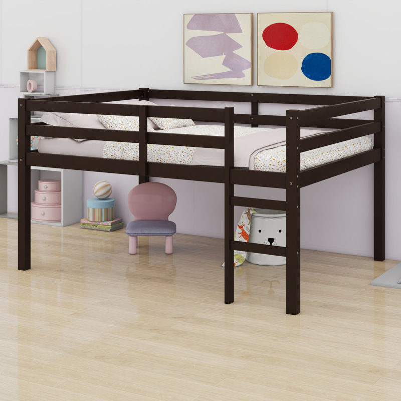 Lit mezzanine en bois avec échelle, Espresso