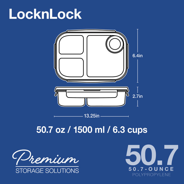 Rectangular container + lid PP 1500ml/50.7oz for To Go and