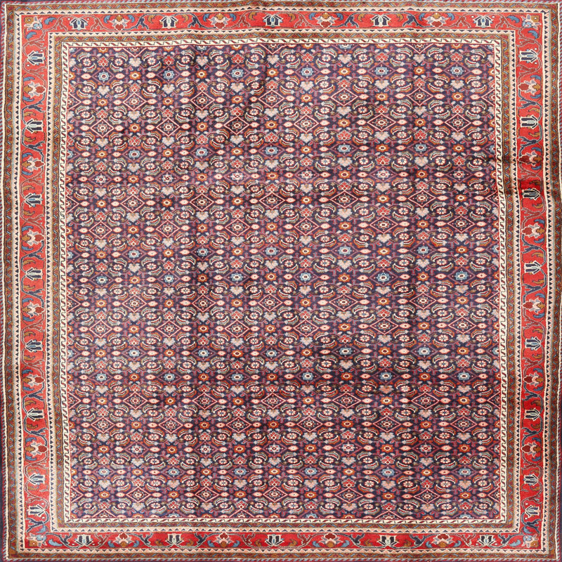 Tapis gris / noir / bleu Grudnitski, Carré 7 pi