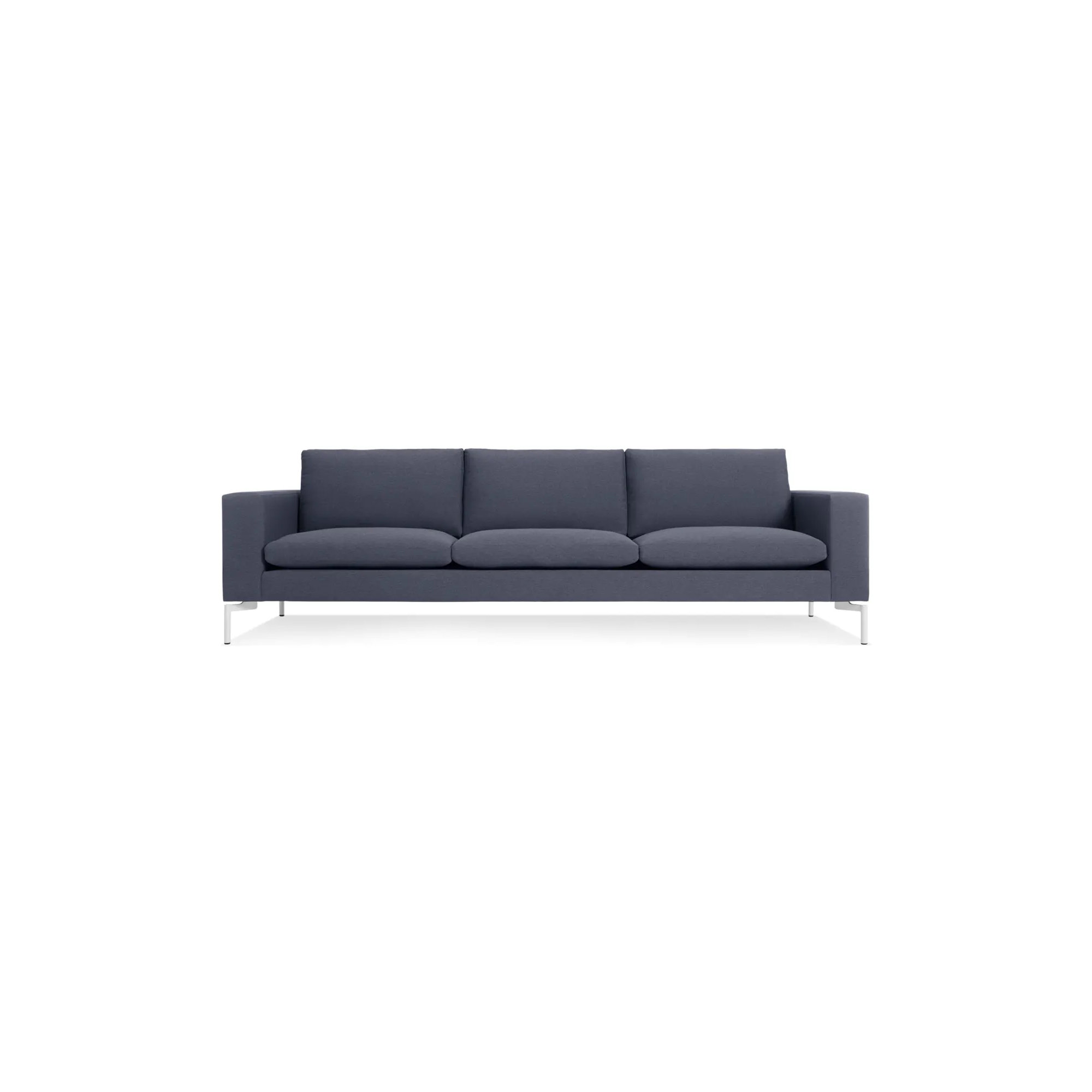 New Standard Upholstered Sofa, Nixon Blue Acrylic, White, 32" H x 104" W x 35" D