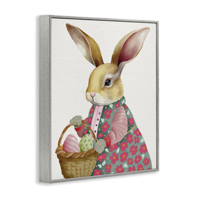 Lapin de Pâques avec panier à œufs, estampe numérique, design par Regina Moore