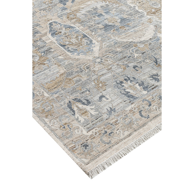 Hand Knotted Wool Oriental Area Rug in Gray/Tan/Sand, Rectangle 8' x 10'