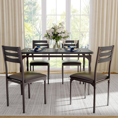 5-Piece Industrial Style Dining Table Set, Dining Table and Chairs for 4 – Kitchen Set for Dining Room, Kitchen, Apartment