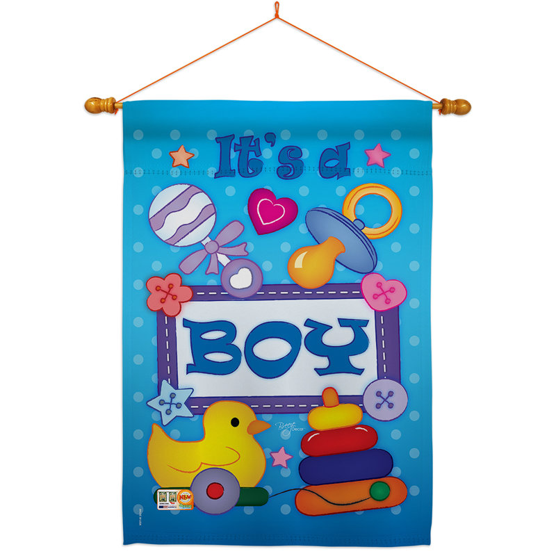 Double Sided 40 in. H x 28 in. W Polyester New Baby Flag set