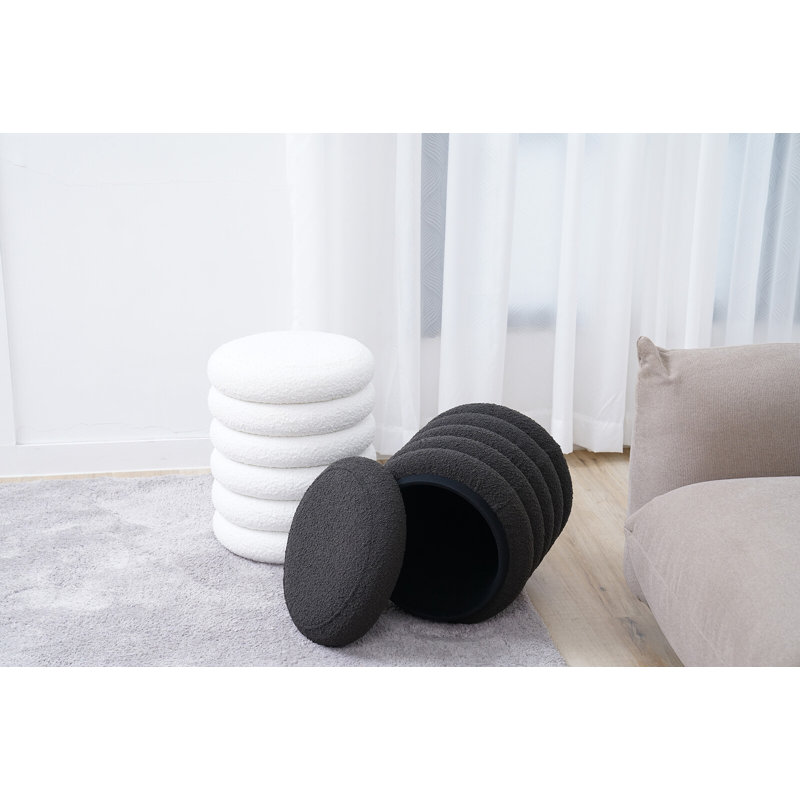 Omprakesh 38cm Wide Round Ottoman with Storage, Anthracite