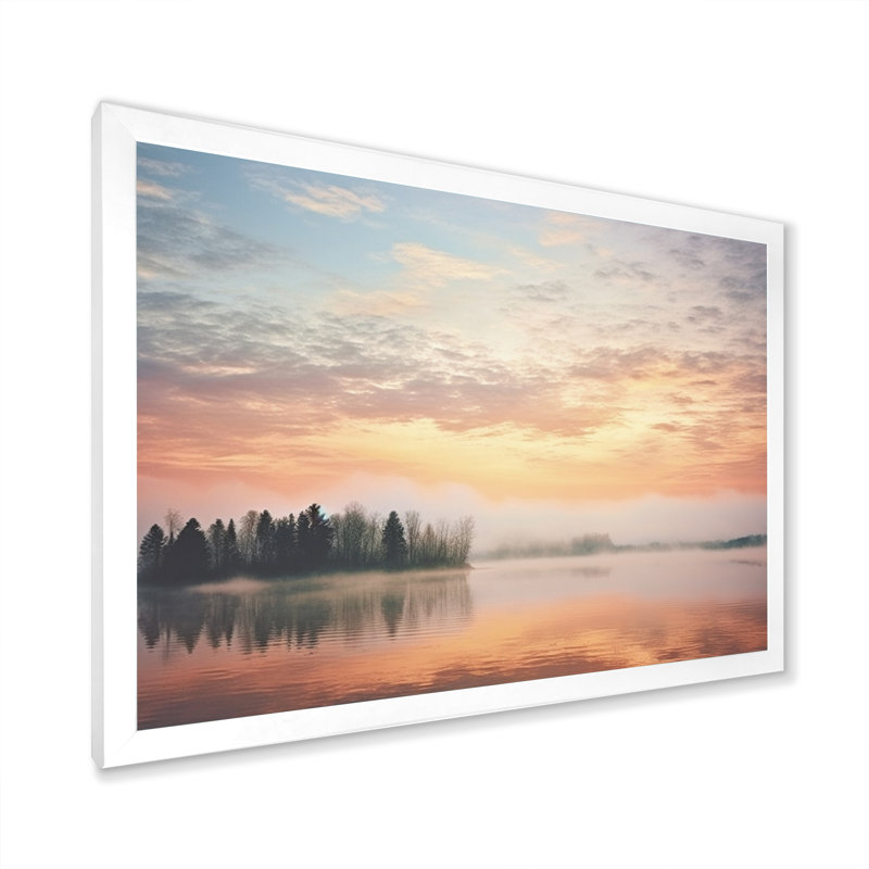 «Misty Morning Sky II» sur toile, H 12 po x l 20 po x P 1 po, Cadre photo blanc