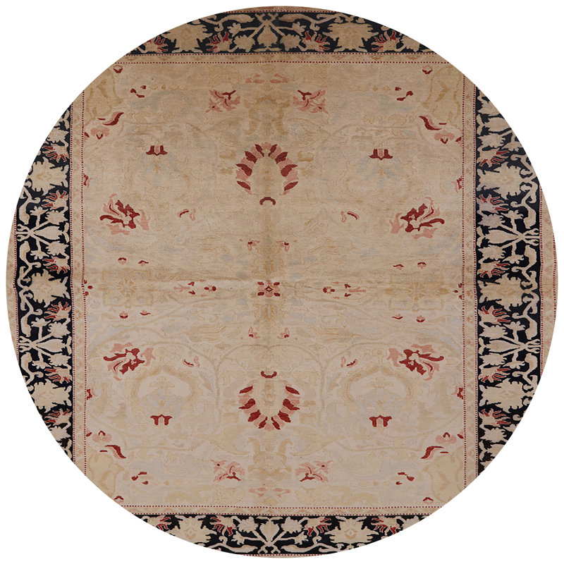 Tapis oriental noir / beige Hayg, Rond 4 pi