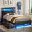 Franzi Bed with Storage Headboard, Bed Frame with 4 Storage Drawers, Charging Station and RGB  LED Lights-1306398870