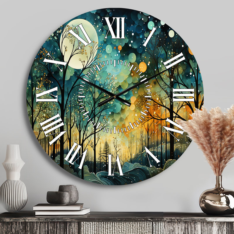 Horloge murale Enchanted Forest - Abstract Collages, Médium