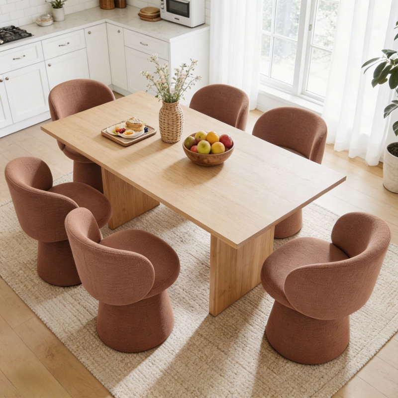 Chaise pivotante rembourrée avec dossier (ensemble de 6), Orange, 6