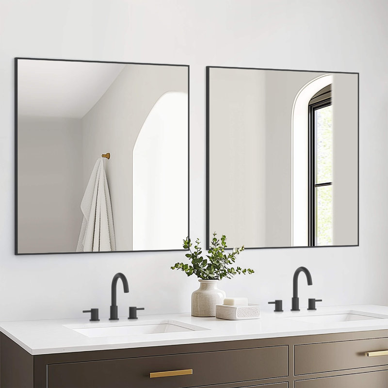 Miroir mural incassable Premium Premium, Noir mat, 36 po x 36 po