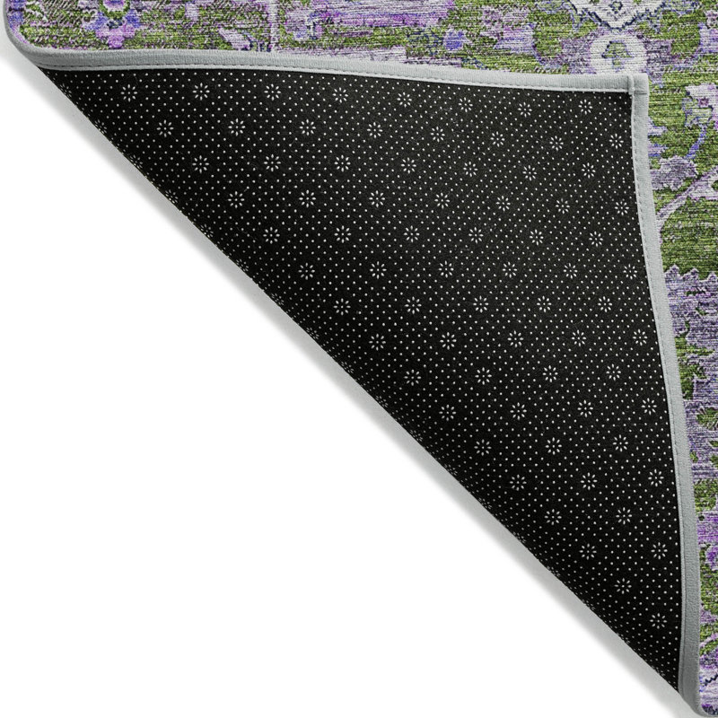 Tapis extérieur lavable oriental vert olive et mauve 8 pi x 10 pi