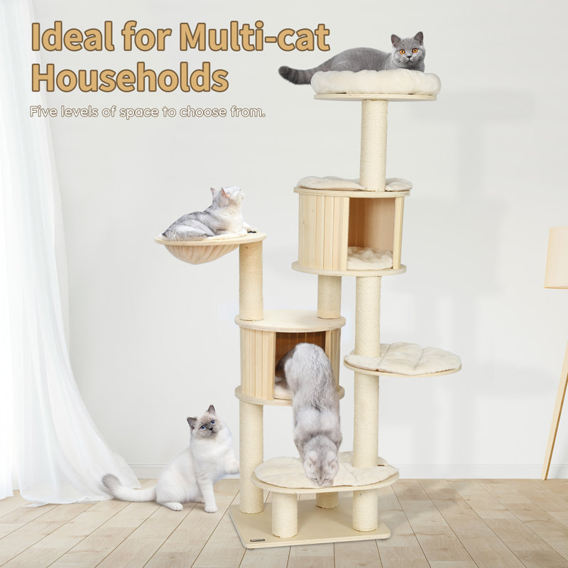 Arbre à chat à niveaux multiples H 67 po avec poteaux à griffer et hamac