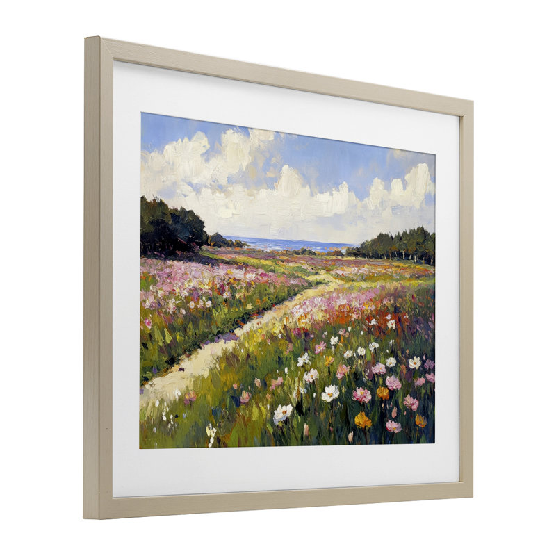 Romance Walkway avec fleurs, reproduction encadrée sous verre, design par Petal Prints Design, H 13 po x l 16 po