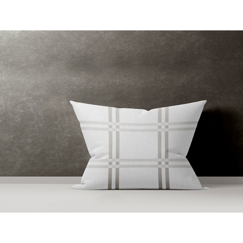 Plaid Cotton Reversible Throw Pillow, Gray
