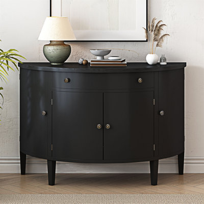 Elegant Curved Storage Cabinet with Adjustable Shelves