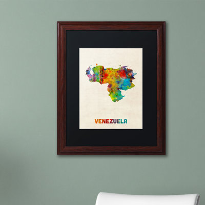 « venezuela aquarelle map », reproduction d’impression sur toile encadrée