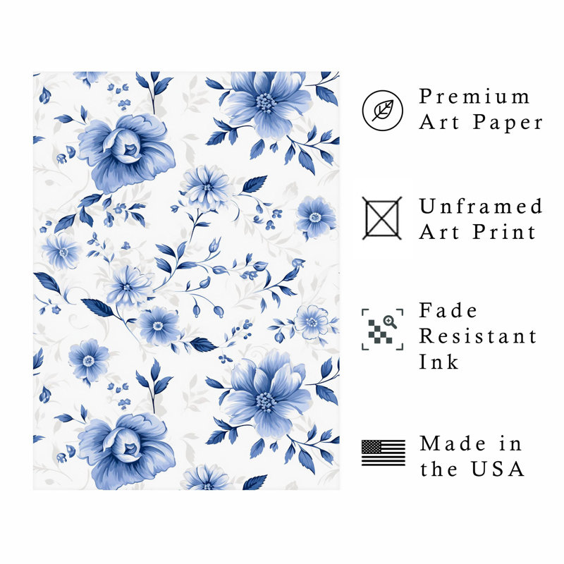 «Floral Dreaming of Blue Flowers», reproduction d'art non encadrée