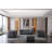 Modern Tufted Leather Loveseat  in Dark Gray with Wood Accents