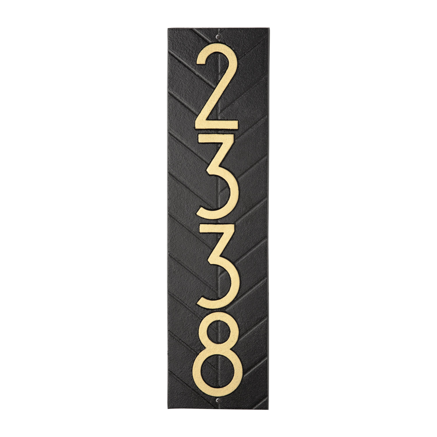Mid-century Modern Herringbone Vertical Wall Plaque, Black/Gold, Yes