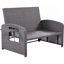 PE Wicker Rattan Double Chaise Lounge with Adjustable Back and Cushions-383620698
