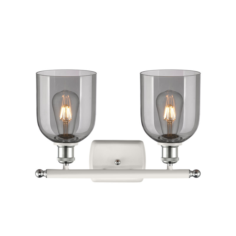 Éclairage pour meuble-lavabo à 2 lumières à intensité variable Allysson, Chrome poli blanc, Gris fumée clair